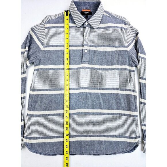 Jack Spade New York Size Medium Mens Blue White Flannel Stripe Long Sleeve Polo - Picture 6 of 10